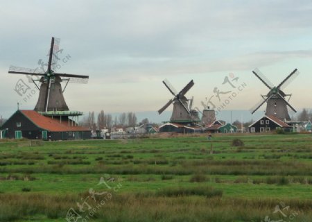 荷兰阿姆斯特丹风车村美景图片
