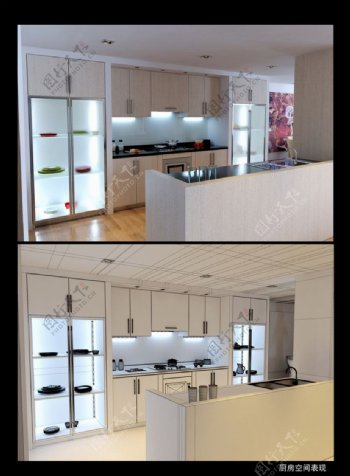 室内厨房3dsmaxvray3d模型图片