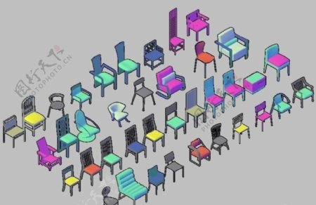 CAD立体椅子模块图片