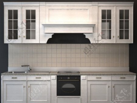3D现代整体厨房模型图片