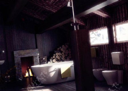 木质简约浴室场景素材图片