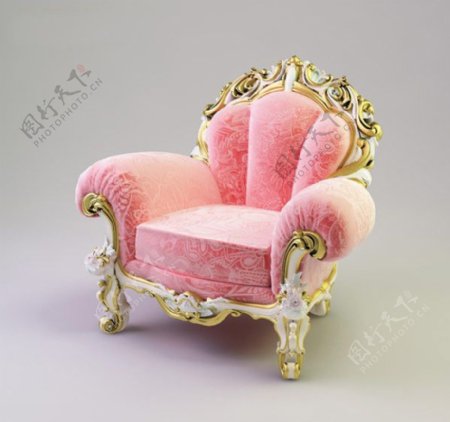 欧式单座沙发3D模型图片