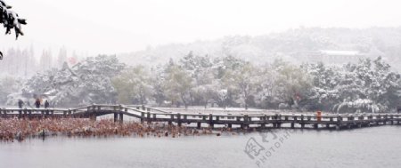 杭州西湖雪景图片