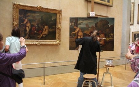 卢浮宫油画临摹现场图片