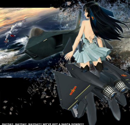 中国第五代战斗机机娘CG图片