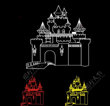 城堡线描图片