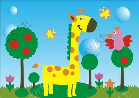 幼儿园卡通长颈鹿系列图片