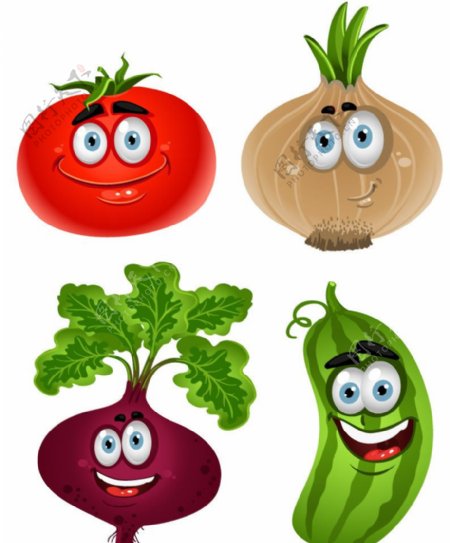 可爱蔬菜表情矢量图片