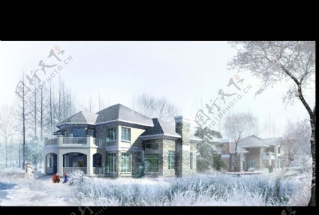雪景别墅图片