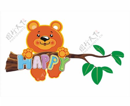 小熊挂在树上图片