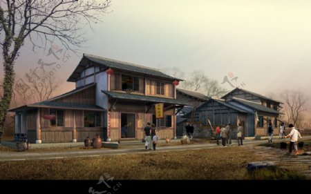 中国古代民宅建筑设计效果图图片