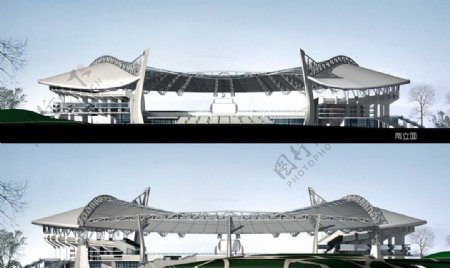 广州大学体育场单体立面图片