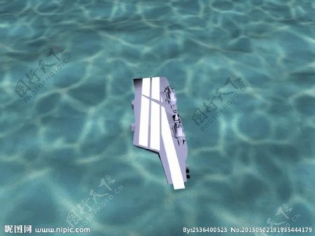 3D船行驶水波动画图片
