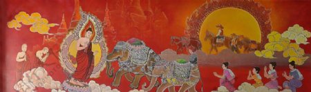 云南文化壁画大象背图片