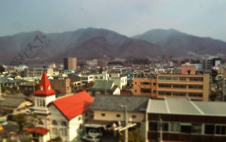 日本小镇移轴摄影图片