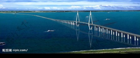 杭州湾跨海大桥效果图图片