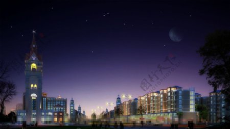 商业广场夜景环境图片