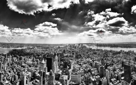 黑白城市风景图图片