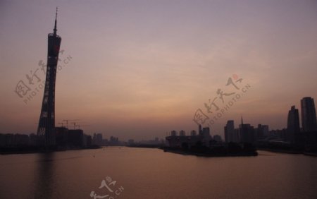 夕阳城市风景图片