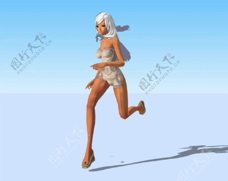 美女奔跑3D模型图片