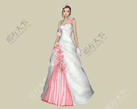 美女婚纱3D模型图片
