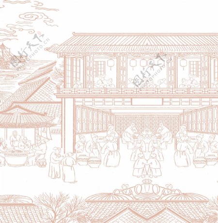 中国古代线条画图片