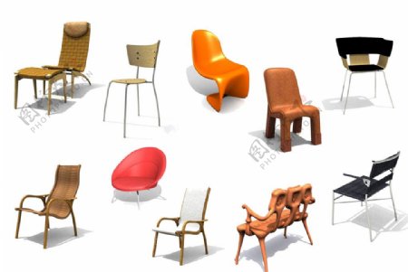 3D模型时尚椅子抠图不细图片