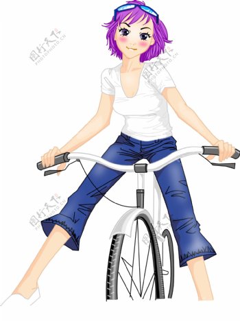 骑单车的时尚女郎图片