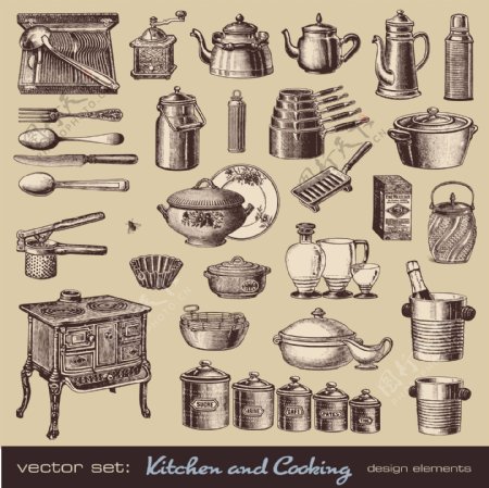 素描厨房用品图片