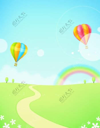 彩虹热气球图片
