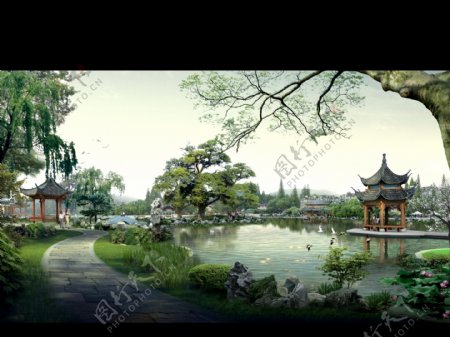 中式园林亭阁图片