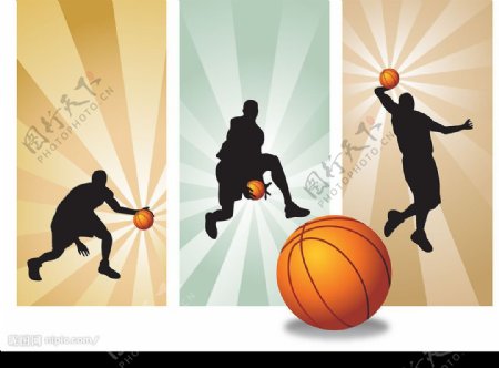 篮球运动员剪影矢量素材图片