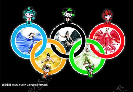 奥运五环形象美女图片