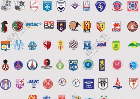 全球2487个足球俱乐部球队标志法国图片