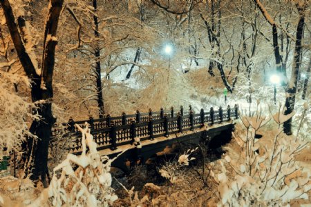 唯美冬季小桥图片
