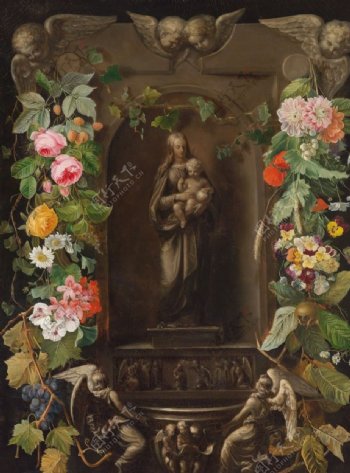 圣母与圣婴雕像图片