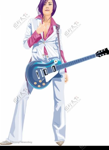 弹吉它的女孩图片