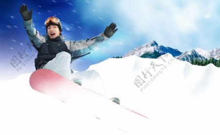 男人滑雪运动图片