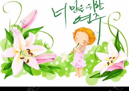 韩国女孩梦幻相框可爱花图片