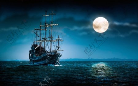 大海帆船美丽风光图片