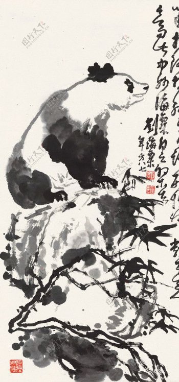 竹石熊猫图片