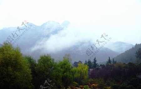 雨雾锁大山图片