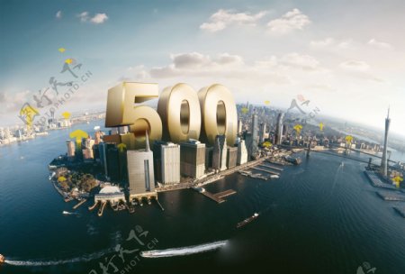 500强商务城市立体字图片