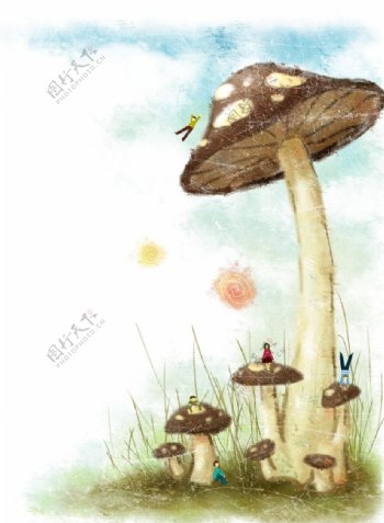 蘑菇儿童画图片