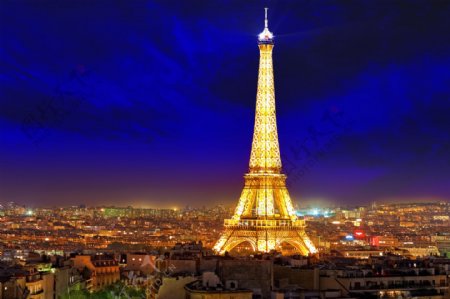 法国巴黎夜景图片