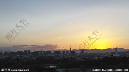 北京西山日落图片
