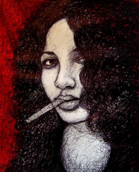 抽雪茄的女人图片