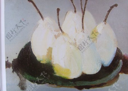 梨子油画图片