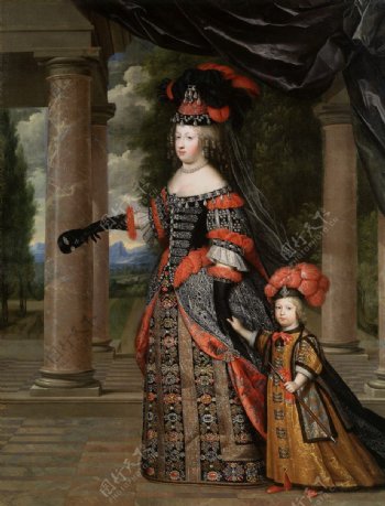 法国王后玛丽娅183泰蕾莎与太子路易图片