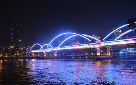 广州人民桥夜景图片